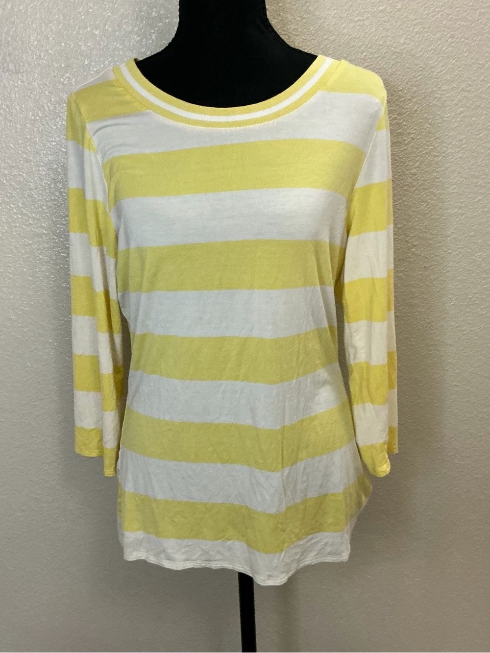 Essentials Yellow and White Striped Long Sleeve Tee